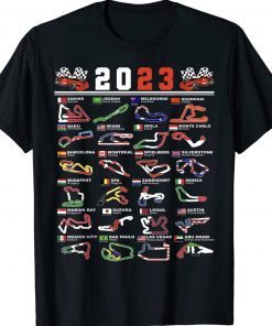 Formula Racing Open Wheel Race Car Fan 2023 World Circuits Tee Shirt