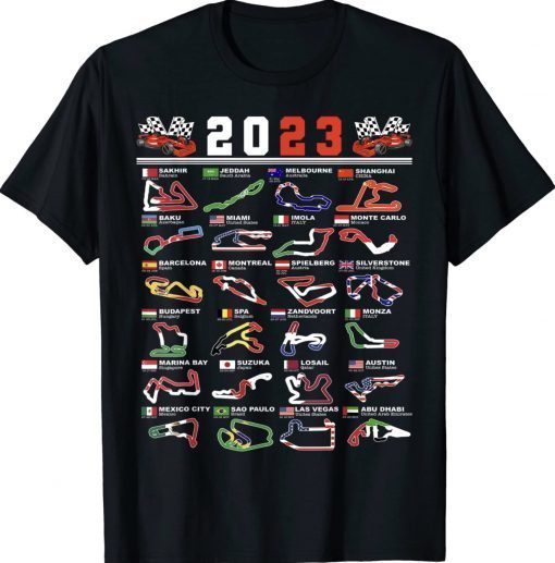 Formula Racing Open Wheel Race Car Fan 2023 World Circuits Tee Shirt