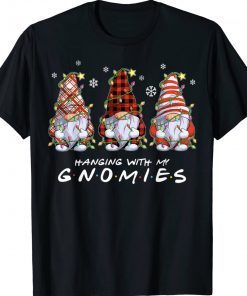 Hanging With My Gnomies Christmas Light Gnome Plaid Gift T-Shirt