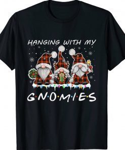 Hanging With My Gnomies Buffalo Plaid Red Christmas Lights Tee Shirt