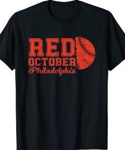 Red October Philadelphia Skyline Retro Philly Cityscap Tee Shirt
