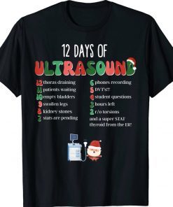 12 Days Of Ultrasound Tech Sonographer Christmas Tee Shirt