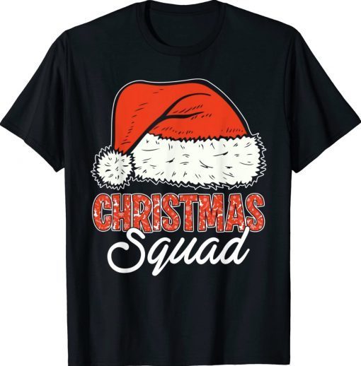 Christmas Squad Santa Hat Funny Matching Family Christmas Tee Shirt