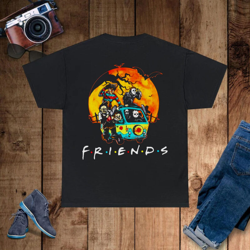 Friends Van Halloween Scooby Doo Mystery Machine Horror Movie Villains Characters Unisex T-shirt