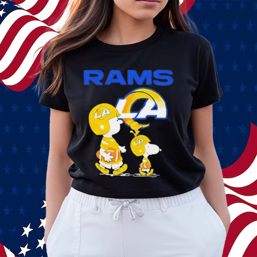 Los Angeles Rams Snoopy and Charlie Brown with Woodstock cartoon T