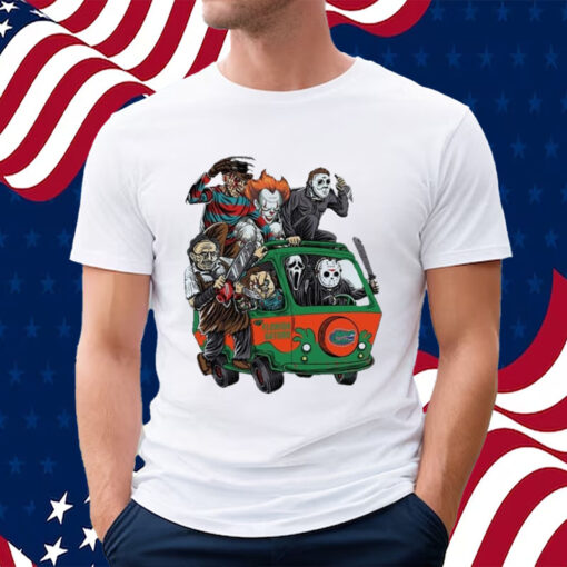 Florida Gators Horror Movies Characters Bus Halloween 2023 Shirt