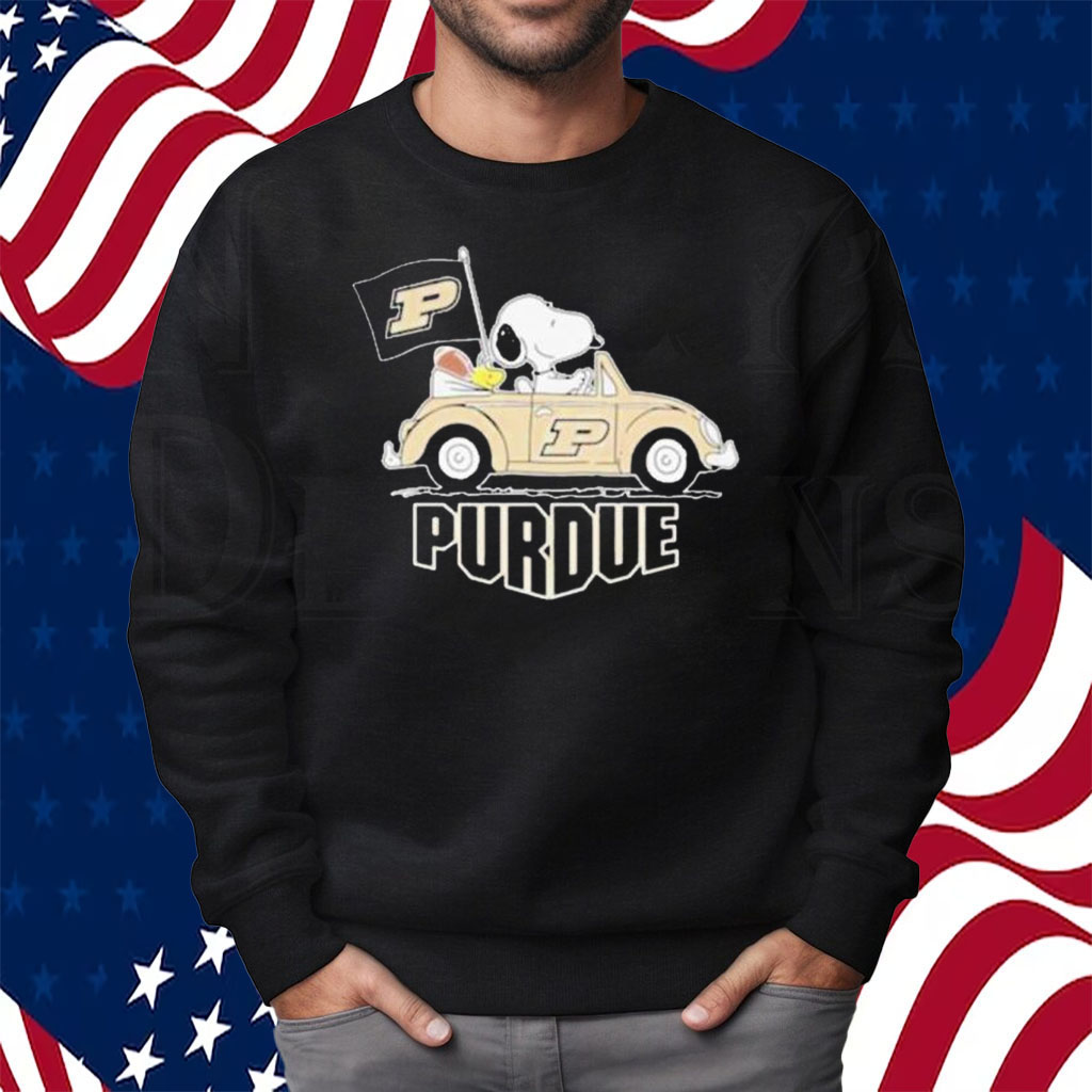 Snoopy and Woodstock driving car purdue boilermakers 2023 T-shirt ...