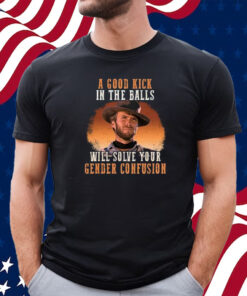 Clinton Eastwood A Good Kick In The Balls Will Solve Your Gender Confusion T-Shirt