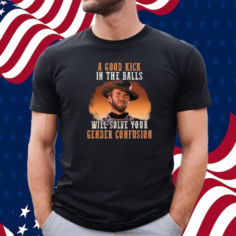 Clinton Eastwood A Good Kick In The Balls Will Solve Your Gender Confusion T-Shirt