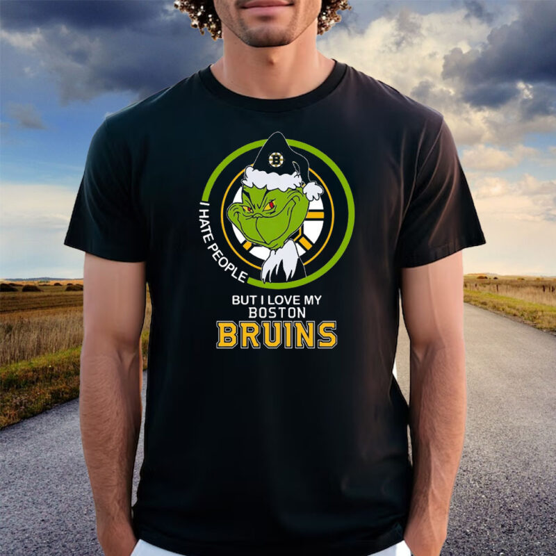 Grinch I Hate People But I Love My Boston Bruins Shirt