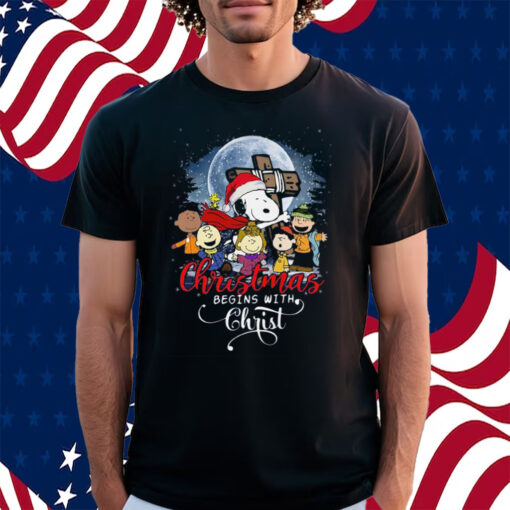 Snoopy Christmas Begins With Christ Shirt