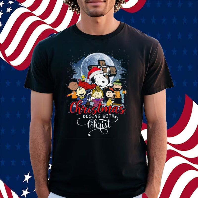 Snoopy Christmas Begins With Christ Shirt