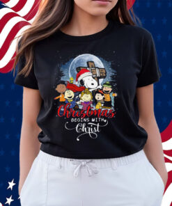 Snoopy Christmas Begins With Christ Shirts