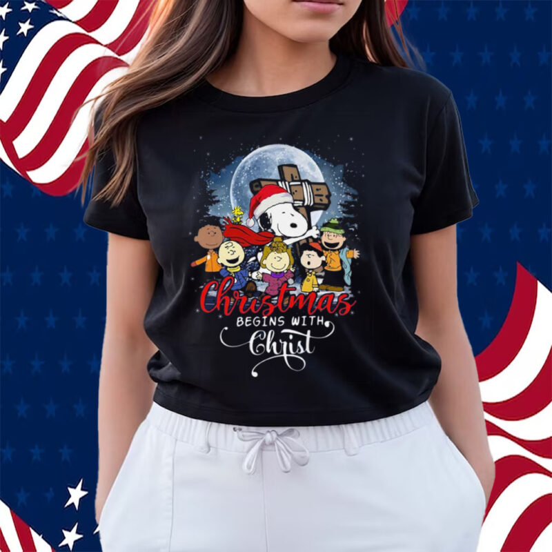 Snoopy Christmas Begins With Christ Shirts