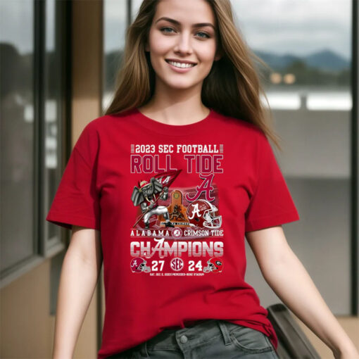 2023 Sec Football Champions Alabama Crimson Tide 27 – 24 Georgia Bulldogs Sat Dec 2 2023 Mercedes-Benz Stadium Shirts