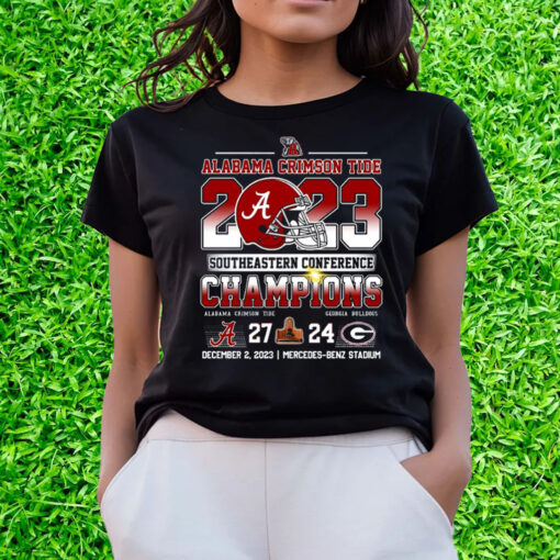 2023 Southeastern Conference Champions Alabama Crimson Tide 27 – 24 Georgia Bulldogs December 2 2023 Mercedes-Benz Stadium Shirts