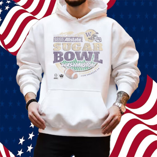 WASHINGTON HUSKIES 2024 CFP SUGAR BOWL OFF-WHITE SCRUM SHIRT HOODIE