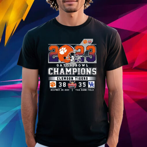 2023 Gator Bowl Champions Clemson Tigers 38 – 35 Kentucky Wildcats December 29 2023 Tiaa Bank Field T-Shirt