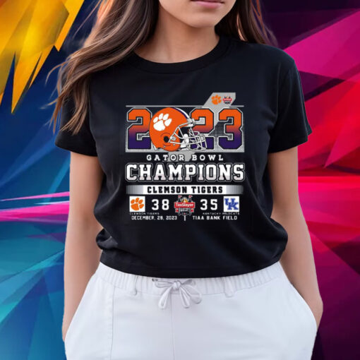 2023 Gator Bowl Champions Clemson Tigers 38 – 35 Kentucky Wildcats December 29 2023 Tiaa Bank Field T-Shirts