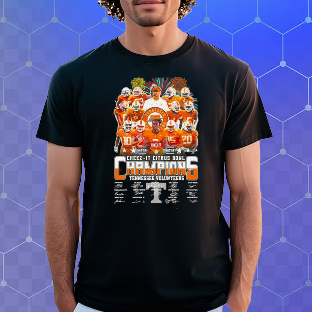Tennessee Volunteers 2023 Cheez It Citrus Bowl Champions Signatures Shirt