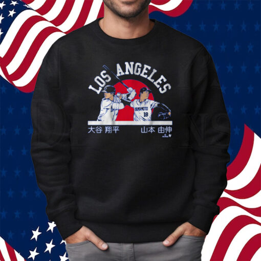 SHOHEI OHTANI & YOSHINOBU YAMAMOTO KANJI FLAG SHIRT SWEATSHIRT