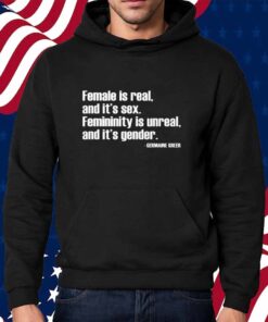 Angie Jones Wearing Female Is Real And It's Sex Femininity Is Unreal And It's Gender T-Shirt