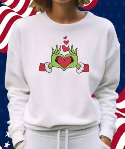Grinch Heart Hand Embroidery Shirt
