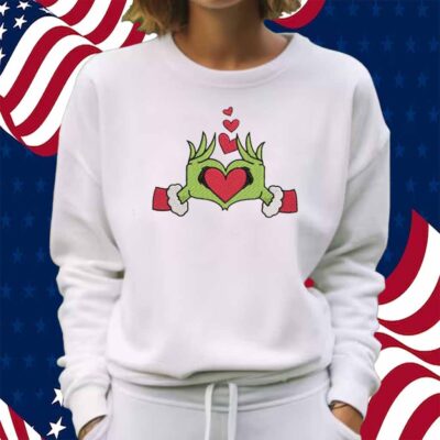 Grinch Heart Hand Embroidery Shirt