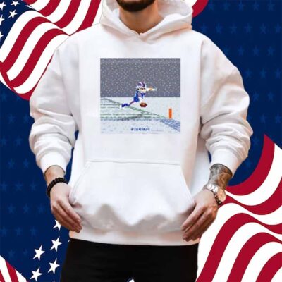 Josh Allen Flying Touchdown Snow Pixel Shirt