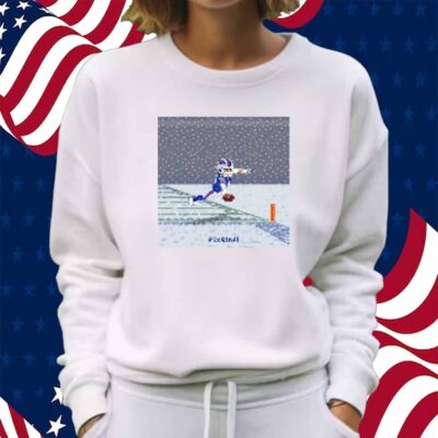 Josh Allen Flying Touchdown Snow Pixel Shirt