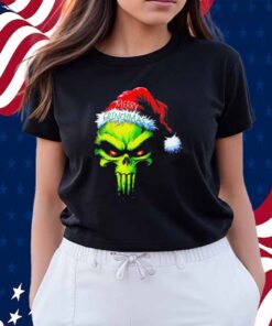Merry Grinchmas Grinch Santa Punisher skull Logo Shirt