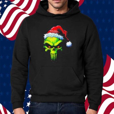 Merry Grinchmas Grinch Santa Punisher skull Logo Shirt