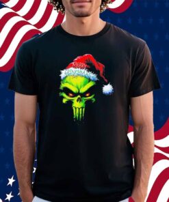 Merry Grinchmas Grinch Santa Punisher skull Logo Shirt