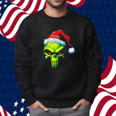 Merry Grinchmas Grinch Santa Punisher skull Logo Shirt