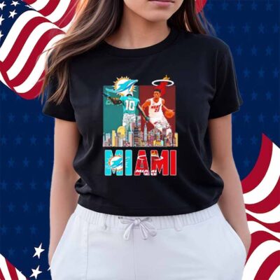 Tyreek Hill And Jimmy Butler Miami Sports Teams Skyline City Signatures Shirt