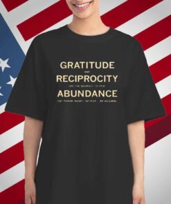 Brian Gibbs gratitude and reciprocity are the doorway to true abundance not power money or fear T-Shirt