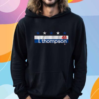 LOGAN THOMPSON NAME NUMBER STRIPE T-SHIRT