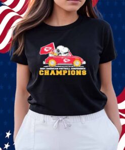 Snoopy And Woodstock Driving Car Kansas City Chiefs 2024 Nfc National Champions Shirt