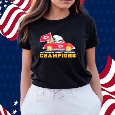 Snoopy And Woodstock Driving Car Kansas City Chiefs 2024 Nfc National Champions Shirt