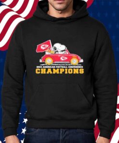 Snoopy And Woodstock Driving Car Kansas City Chiefs 2024 Nfc National Champions Shirt