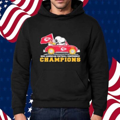 Snoopy And Woodstock Driving Car Kansas City Chiefs 2024 Nfc National Champions Shirt