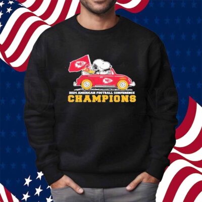 Snoopy And Woodstock Driving Car Kansas City Chiefs 2024 Nfc National Champions Shirt