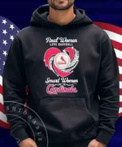 Real Women Love Baseball Smart Women Love The St Louis Cardinals Diamond Heart Shirt