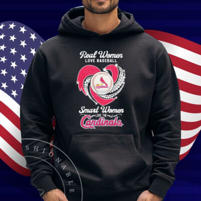 Real Women Love Baseball Smart Women Love The St Louis Cardinals Diamond Heart Shirt