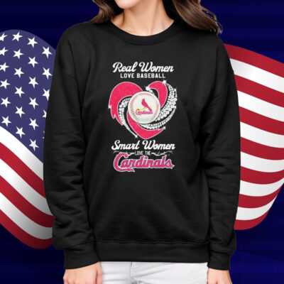 Real Women Love Baseball Smart Women Love The St Louis Cardinals Diamond Heart Shirt