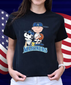 Snoopy Woodstock And Charlie Brown Seattle Mariners X The Peanuts T-Shirt