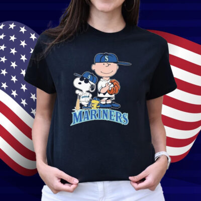 Snoopy Woodstock And Charlie Brown Seattle Mariners X The Peanuts T-Shirt