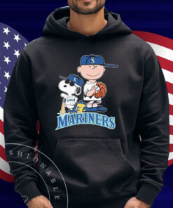 Snoopy Woodstock And Charlie Brown Seattle Mariners X The Peanuts T-Shirt
