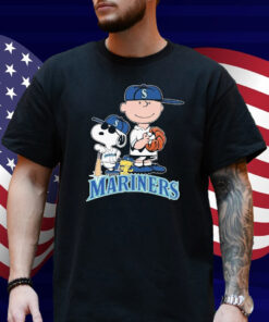 Snoopy Woodstock And Charlie Brown Seattle Mariners X The Peanuts T-Shirt