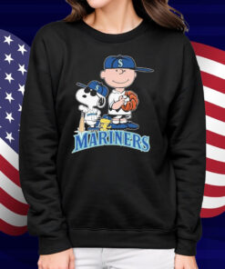 Snoopy Woodstock And Charlie Brown Seattle Mariners X The Peanuts T-Shirt